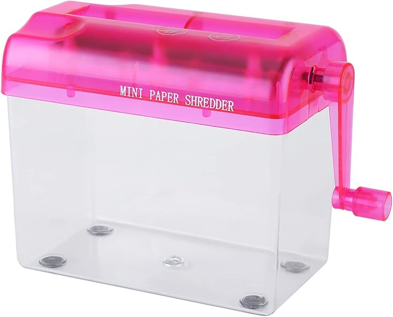 Manual Paper Shredder Hand Crank Portable Compact For Home Office School A6 Size Pinkish - Image 1